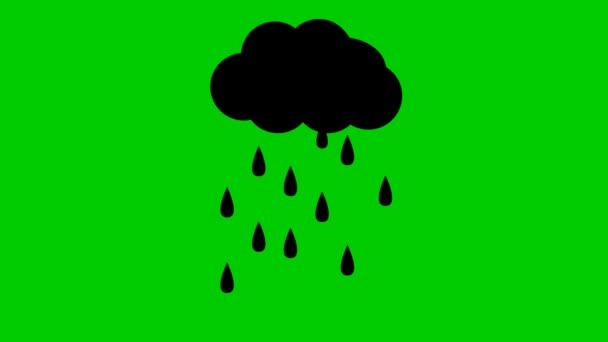 Анимационные Капли Дождя Облаков Зацикленное Видео Идёт Дождь Векторная Иллюстрация — стоковое видео