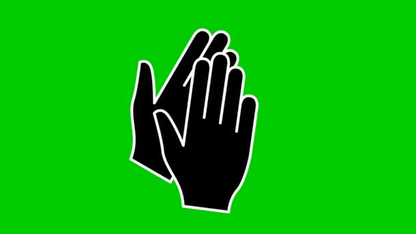 有生命的手的象征 手拍手那就鼓掌吧在绿色背景上孤立的矢量平面插图 — 图库视频影像