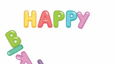 Doğum günün kutlu olsun mesajı. Renkli harflerden bir yazı. Beyaz arkaplanda izole edilmiş vektör illüstrasyonu.