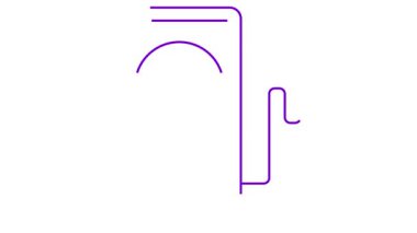 Elektrik şarj istasyonunun canlı doğrusal mor simgesi. Çizgi sembolü çizildi. Yeşil enerji kavramı, sürdürülebilirlik, yenilenebilir enerji, yeşil teknoloji. Resimler beyaz arkaplanda izole edildi. Döngülü video.