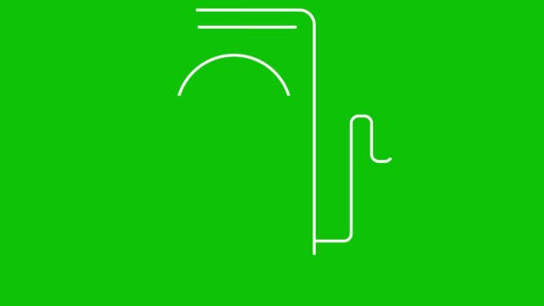 Анимированная Линейная Белая Иконка Электрической Зарядной Станции Символ Линии Нарисован — стоковое видео