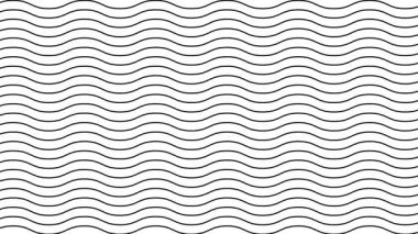 Animasyon siyah dalgalı çizgiler. Doğrusal arkaplan. Dekoratif desen. Döngülü video. Vektör illüstrasyonu beyaz arkaplanda izole edildi.