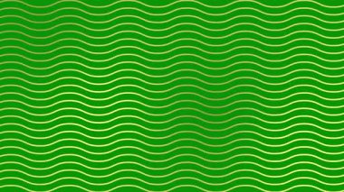 Animasyon altın dalgalı çizgiler. Doğrusal arkaplan. Dekoratif desen. Döngülü video. Vektör illüstrasyonu yeşil arkaplanda izole edildi.