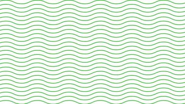 Canlandırılmış yeşil dalgalı çizgiler. Doğrusal arkaplan. Dekoratif desen. Döngülü video. Vektör illüstrasyonu beyaz arkaplanda izole edildi.