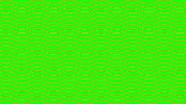 Animasyon turuncu dalgalı çizgiler. Doğrusal arkaplan. Dekoratif desen. Döngülü video. Vektör illüstrasyonu yeşil arkaplanda izole edildi.