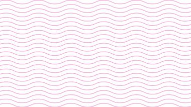 Animasyon pembe dalgalı çizgiler. Doğrusal arkaplan. Dekoratif desen. Döngülü video. Vektör illüstrasyonu beyaz arkaplanda izole edildi.
