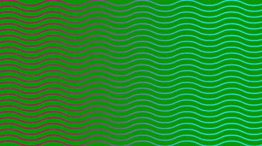 Canlı pembe dalgalı çizgiler. Doğrusal arkaplan. Dekoratif desen. Döngülü video. Vektör illüstrasyonu yeşil arkaplanda izole edildi.
