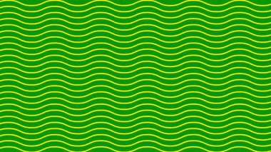 Animasyon sarı dalgalı çizgiler. Doğrusal arkaplan. Dekoratif desen. Döngülü video. Vektör illüstrasyonu yeşil arkaplanda izole edildi.