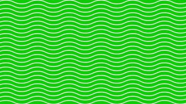 Canlandırılmış beyaz dalgalı çizgiler. Doğrusal arkaplan. Dekoratif desen. Döngülü video. Vektör illüstrasyonu yeşil arkaplanda izole edildi.