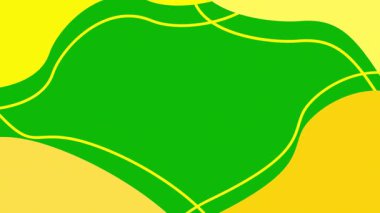 Animated yellow decorative wavy frame with copy space. Looped video. Vector illustration isolated on green background.