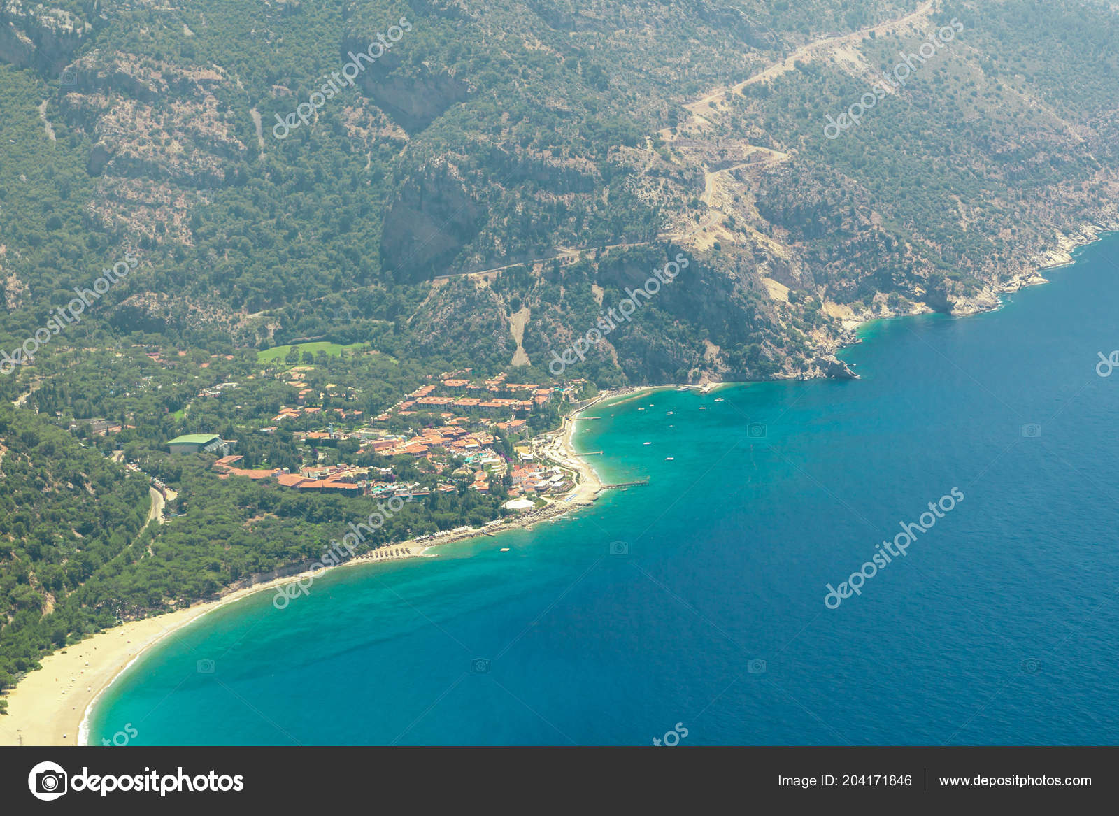 фетхие турция панорамный вид пляж белджекиз олюдениз голубой