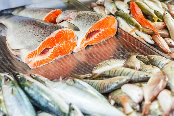 Varios Pescados Mariscos Frescos Mercado Pescado —  Fotos de Stock