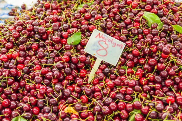 Big dark ripe cherry on farm market