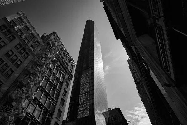 Modern Fekete Fehér Fotó Madison Square Park Tower Társasház Park — Stock Fotó