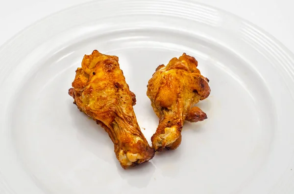 Close Fried Chicken White Plate — стоковое фото