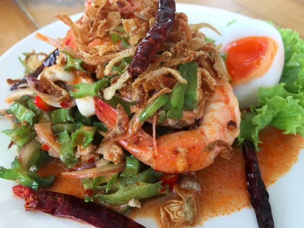 Wing Bean Shrimp Salad Thai Żywności Restauracji — Zdjęcie stockowe