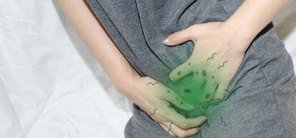 Asian women With itching Female genitalia.Itching of the female organs.