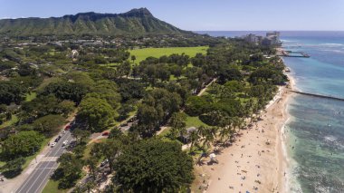 Waikiki, Oahu Hawaii Diamond Head havadan görünümü