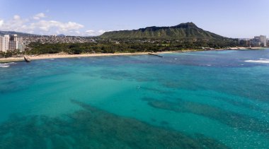 Waikiki, Oahu Hawaii Diamond Head havadan görünümü