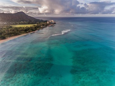 Aerial view of Diamond Head in Waikiki, Oahu Hawaii clipart