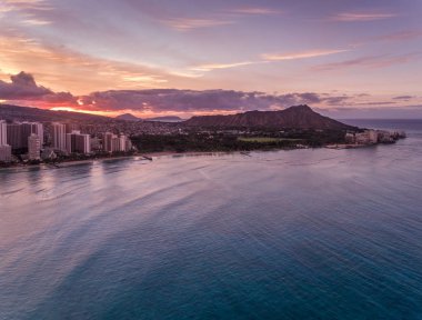 Waikiki, Oahu Hawaii Diamond Head havadan görünümü