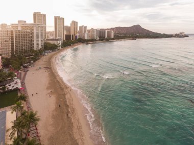 Waikiki, Oahu Hawaii Diamond Head havadan görünümü