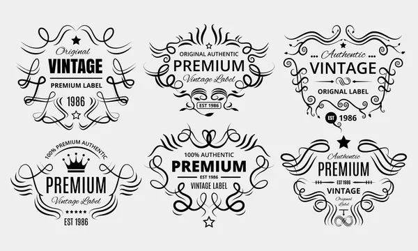 Six Scalable Old School Retro Vintage Labels — Stock Vector