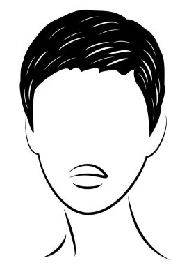 Sevimli bir bayanın başının silueti. Kız kısa ve orta saçlı saç bob bakım gösterir. Logo, reklam için uygundur. Vektör çizimi.