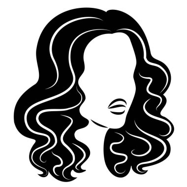 Tatlı bir bayanın kafasının silueti. Bir kız orta ve uzun saçlı bir kadının bir saç modeli gösterir. Logo, reklam için uygundur. Vektör çizimi.