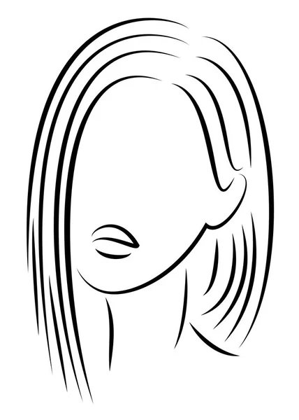 Sylwetka szefa słodkiej damy. Dziewczyna pokazuje fryzurę kobiety na średnich i długich włosach. Nadaje się do logo, reklama. Ilustracja wektorowa. — Wektor stockowy