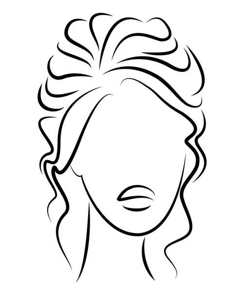 Silhouette d'un profil de la tête d'une douce dame. La fille montre une coiffure féminine sur les cheveux moyens et longs. Convient pour le logo, la publicité. Illustration vectorielle . — Image vectorielle