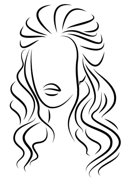 Silhuett av en chef för en söt dam. En flicka visar en frisyr av en kvinna på medellång och långt hår. Lämplig för logotyp, reklam. Vektor illustration. — Stock vektor