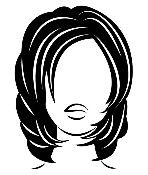 Silhueta de uma cabeça de uma senhora doce. Uma menina mostra um penteado de uma mulher no cabelo médio e longo. Adequado para logotipo, publicidade. Ilustração vetorial . — Vetor de Stock