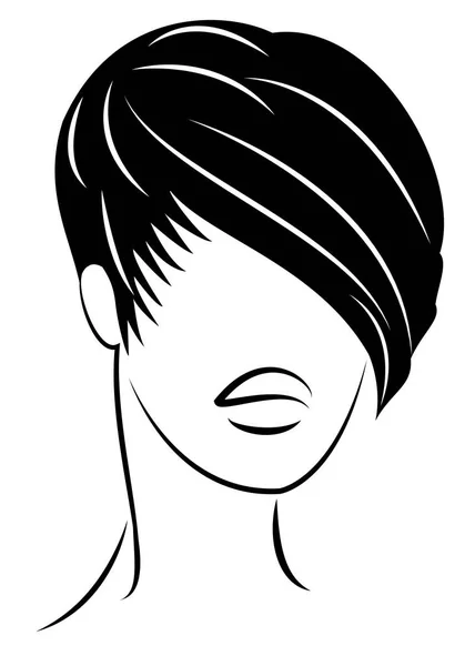 Sevimli bir bayanın başının silueti. Kız kısa ve orta saç ile saç bob bakım gösterir. Logo, reklam için uygundur. Vektör çizimi. — Stok Vektör