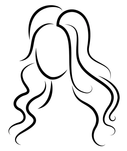 Silhouette d'une tête de dame douce. Une fille montre une coiffure d'une femme aux cheveux moyens et longs. Convient pour le logo, la publicité. Illustration vectorielle . — Image vectorielle