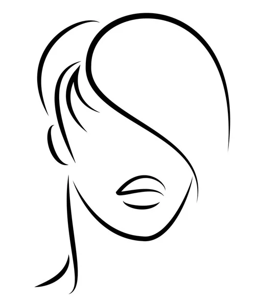 Silhouette of the head of a cute lady. The girl shows the hairstyle bob care with short and medium hair. Suitable for logo, advertising. Vector illustration. — Stock Vector