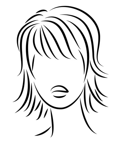 Silhouette d'une tête de dame douce. Une fille montre une coiffure d'une femme aux cheveux moyens et longs. Convient pour le logo, la publicité. Illustration vectorielle . — Image vectorielle