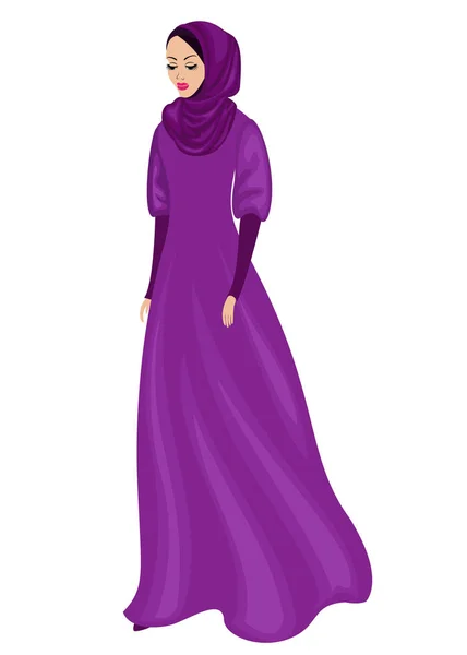 Silhouette einer süßen Dame. Das Mädchen trägt traditionelle muslimische Frauenkleidung, den Hijab. eine junge und schöne Frau. Vektorillustration — Stockvektor