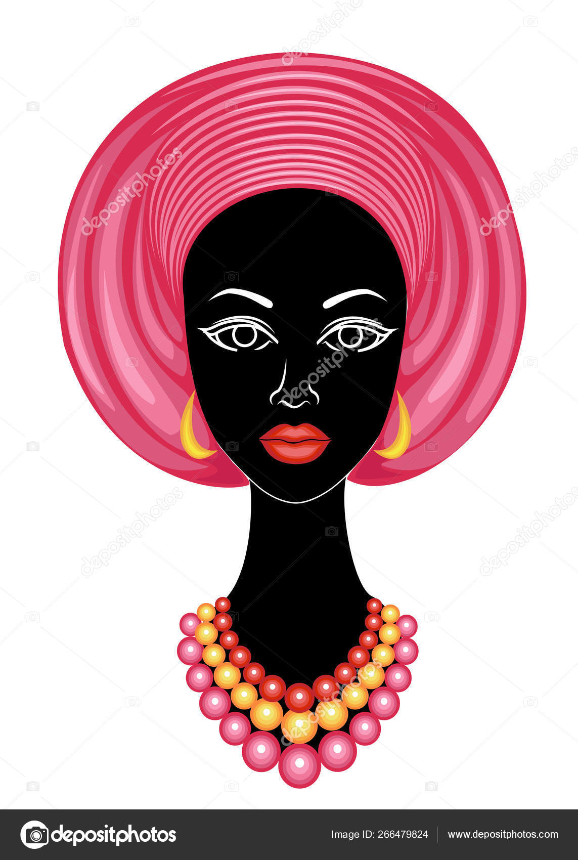 素敵な女性の頭アフリカ系アメリカ人の女の子の頭の上に明るいハンカチ ターバンを掛けた 女性は美しく スタイリッシュです ベクトルイラスト ストックベクター C Pavlenko3014 Gmail Com