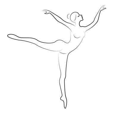 Sevimli bir bayan Temel Rgsilhouette, o dans ediyor. Kızın çok güzel bir figürü var. Kadın genç seksi ve ince balerin olduğunu. Vektör çizimi.