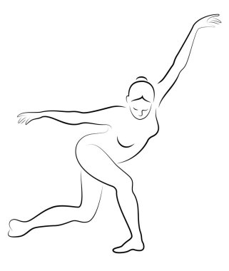 Sevimli bir bayanın silueti. Kız çömelmiş, kıvırcık yapıyor. Kadının çok güzel ince bir figürü var. Vektör çizimi