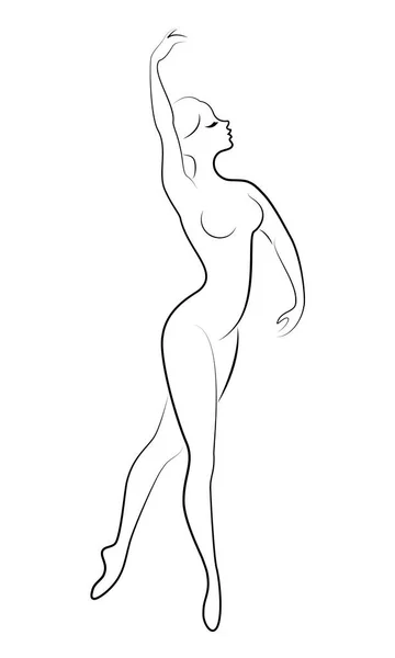 Basic Rgsilhouette van een schattige dame, ze is dansen. Het meisje heeft een prachtig figuur. De vrouw is een jonge sexy en slanke ballerina. Vector illustratie. — Stockvector