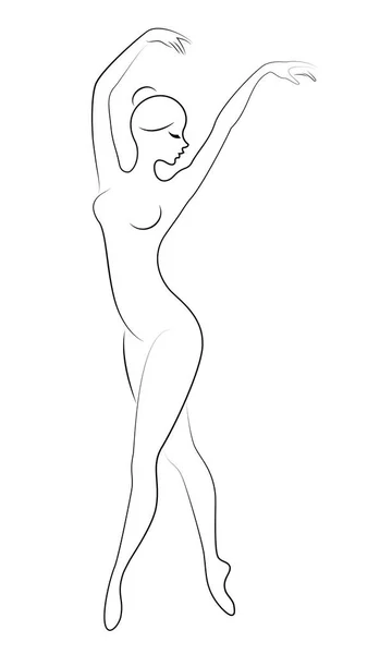 Silhouette d'une jolie dame, elle danse le ballet. La fille a une belle silhouette. La femme est une jeune danseuse de ballet mince et sexy. Illustration vectorielle — Image vectorielle