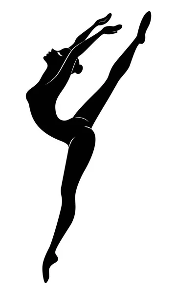 Silhouette di una signora carina, lei sta ballando balletto. La ragazza ha una bella figura. La donna è una giovane ballerina snella e sexy. Illustrazione vettoriale — Vettoriale Stock