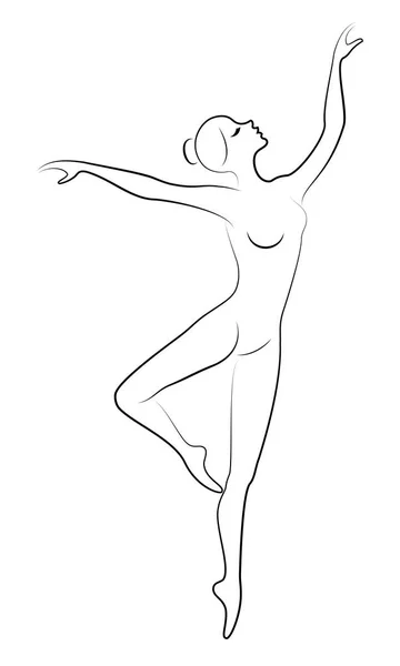 La silueta de una linda dama, ella está bailando ballet, rodeando fouette. La mujer tiene una hermosa figura delgada. Bailarina. Ilustración vectorial . — Archivo Imágenes Vectoriales