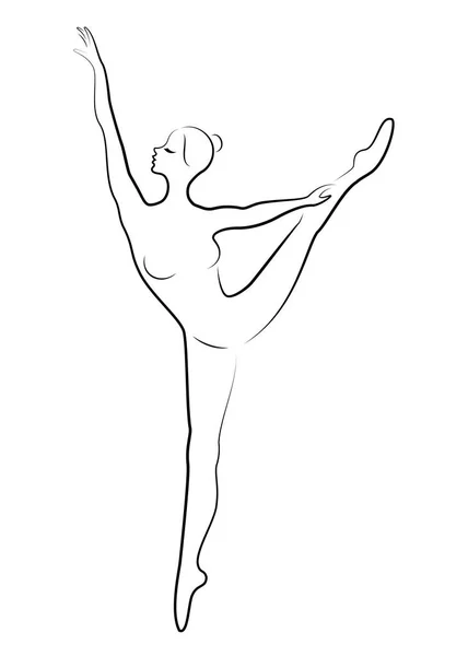 Het silhouet van een schattige dame, ze is een dansende ballet cirkelen fouette. De vrouw heeft een mooie slanke figuur. Vrouw ballerina. Vector illustratie — Stockvector