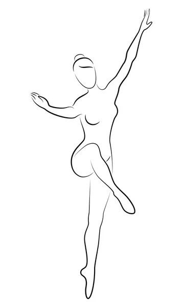 La silueta de una linda dama, ella es un baile de ballet rodeando fouette. La mujer tiene una hermosa figura delgada. Bailarina. Ilustración vectorial — Vector de stock