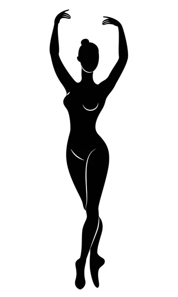 Die Silhouette einer niedlichen Dame, sie ist ein tanzendes Ballett, das Fouette kreist. die Frau hat eine schöne schlanke Figur. Ballerina. Vektorillustration — Stockvektor