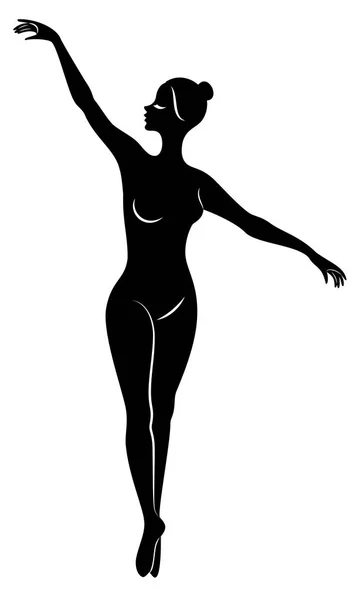 Die Silhouette einer niedlichen Dame, sie ist ein tanzendes Ballett, das Fouette kreist. die Frau hat eine schöne schlanke Figur. Ballerina. Vektorillustration — Stockvektor