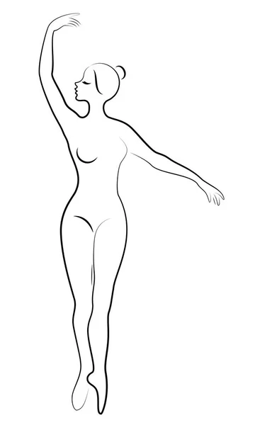 Die Silhouette einer niedlichen Dame, sie ist ein tanzendes Ballett, das Fouette kreist. die Frau hat eine schöne schlanke Figur. Ballerina. Vektorillustration — Stockvektor